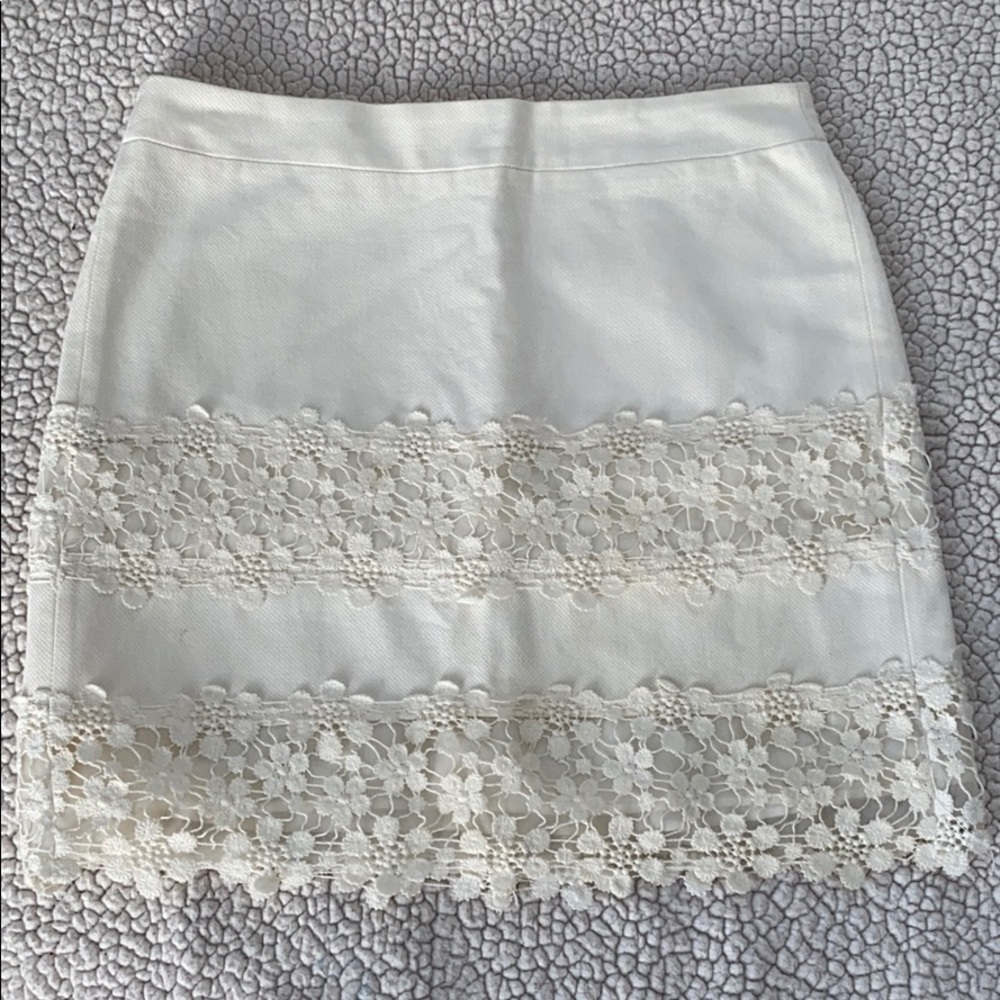 J. Crew Off White Floral Mini Skirt